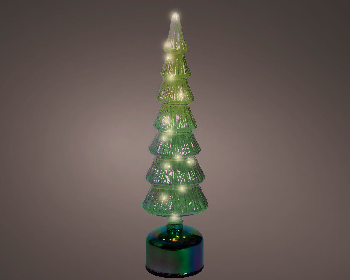 Albero Vetro Verde Micro Led Flah D 11x39 Cm