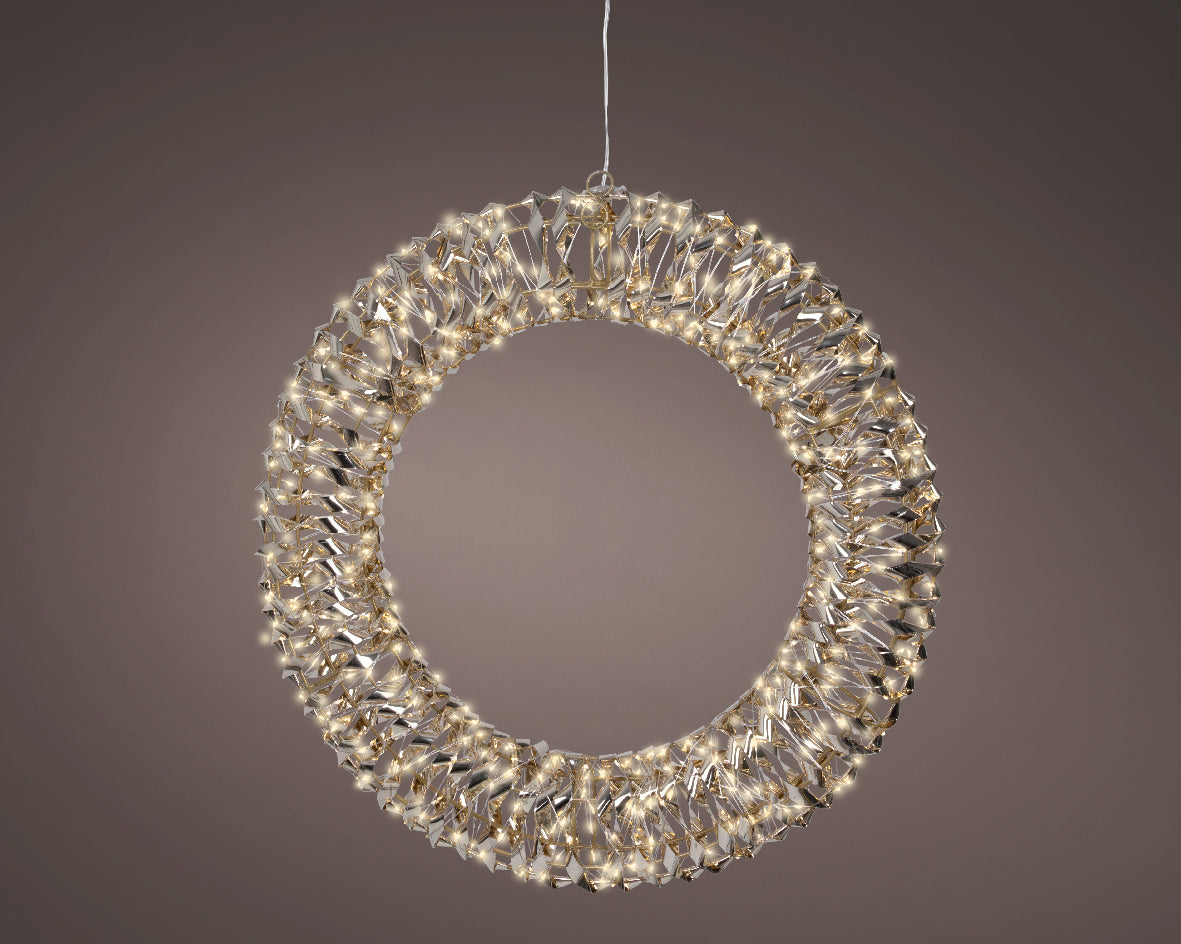 Corona Oro 600 Led Luce Calda D 50 Cm