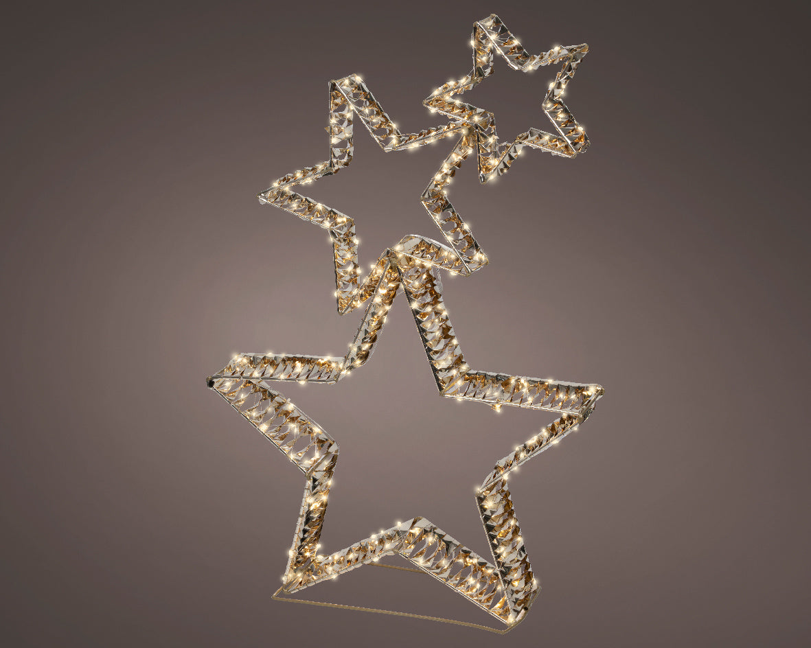 Set 3 Stelle Con Supporto Oro 10x51x80 Cm 350 Led
