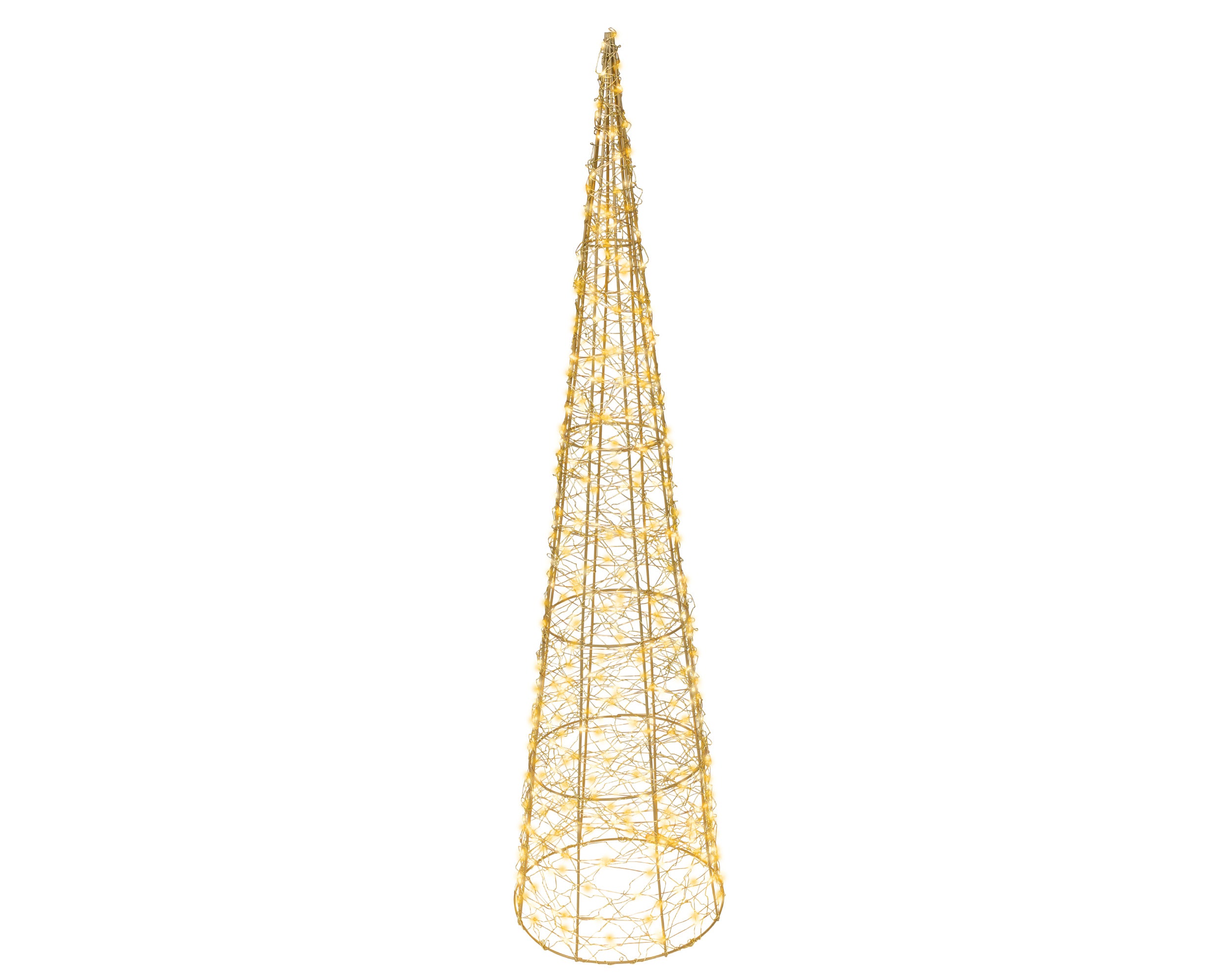 Cono Metallo Oro Micro Led Luce Calda D 23x90 Cm