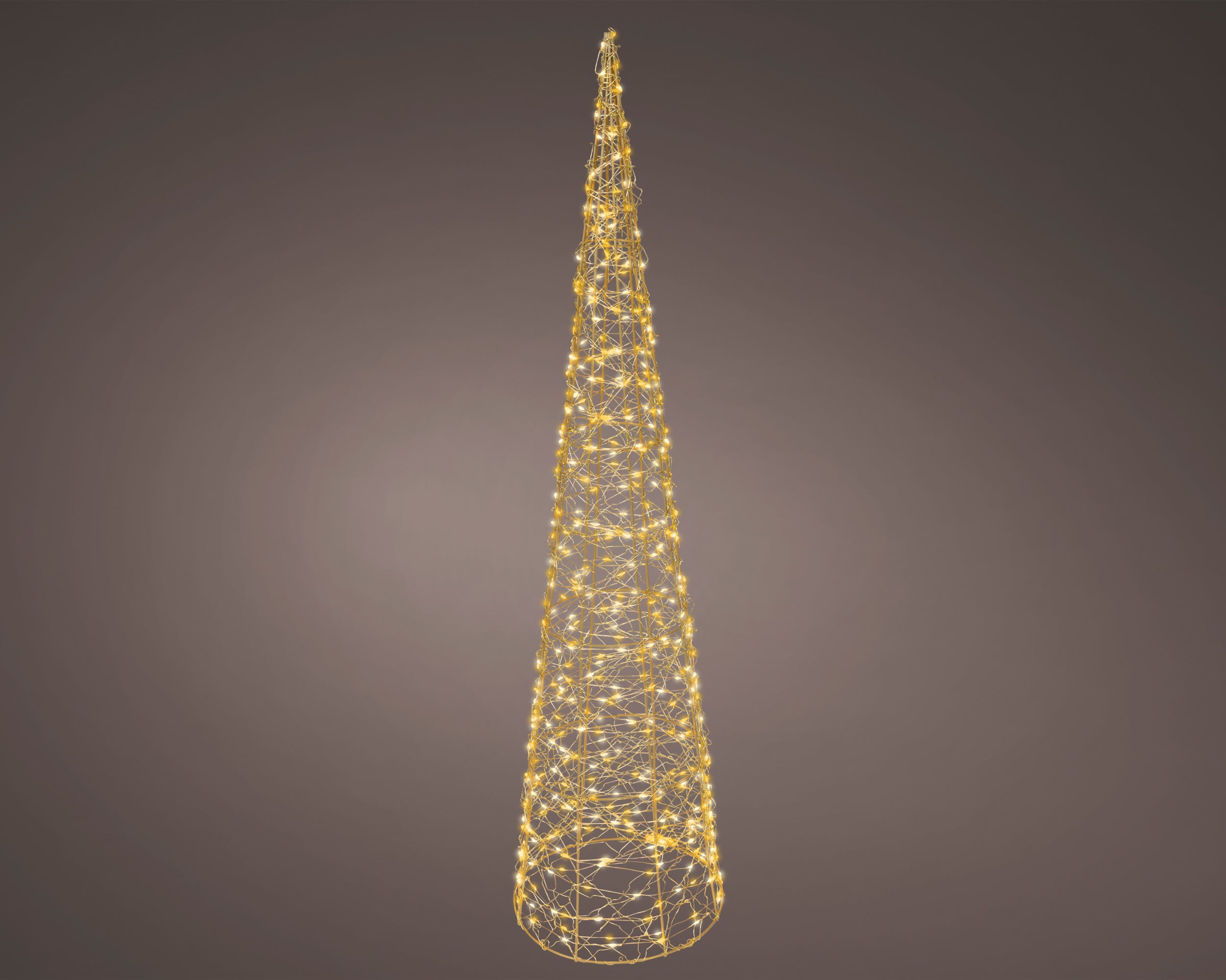 Cono Metallo Oro Micro Led Luce Calda D 23x90 Cm