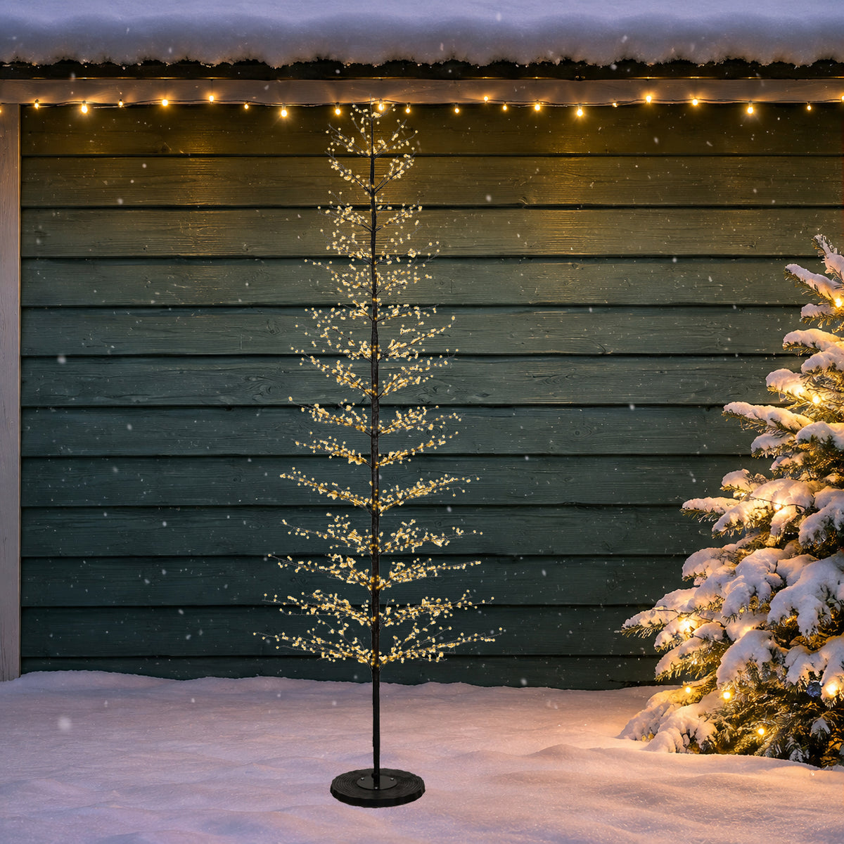 Albero Tronco Nero 2048 Led Caldi D 90x270 Cm