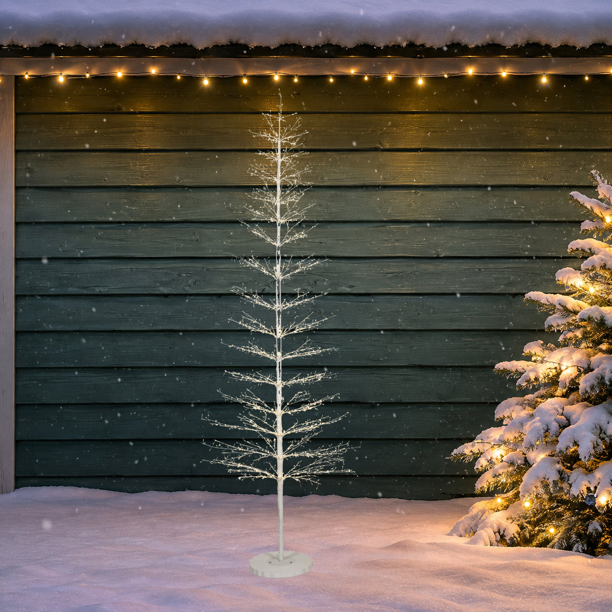 Albero 2048 Led Caldi Stelo Bianco D 90x270 Cm
