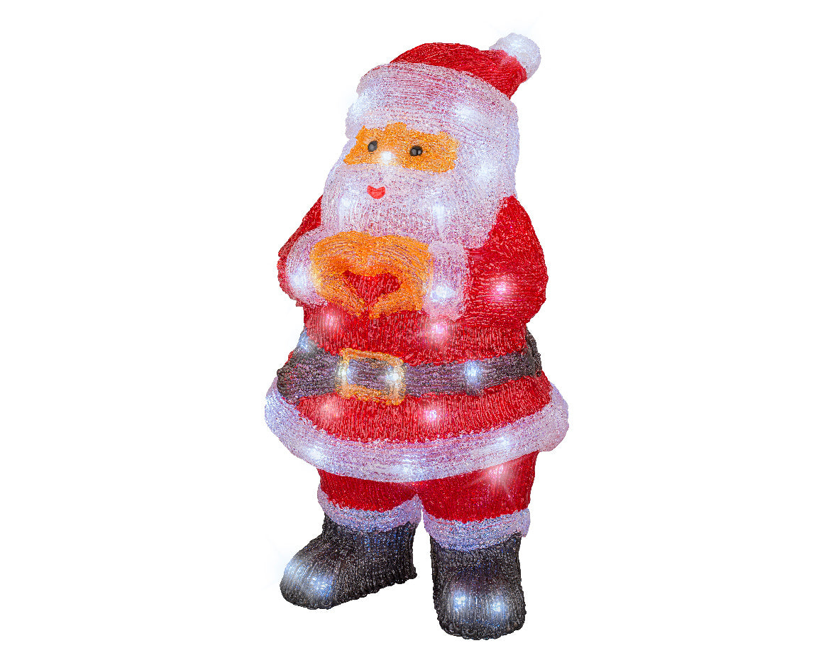 Babbo Natale Mani Cuore 22x23x42 Cm Luce Fredda