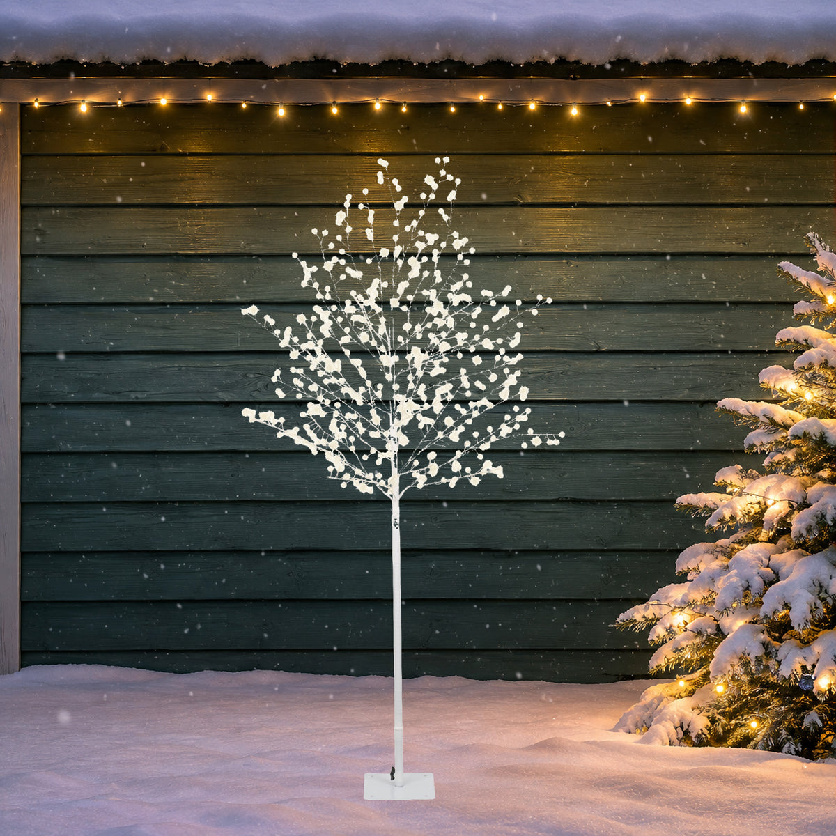 Albero Bianco Luminoso 150 Cm 480 Led Warm White