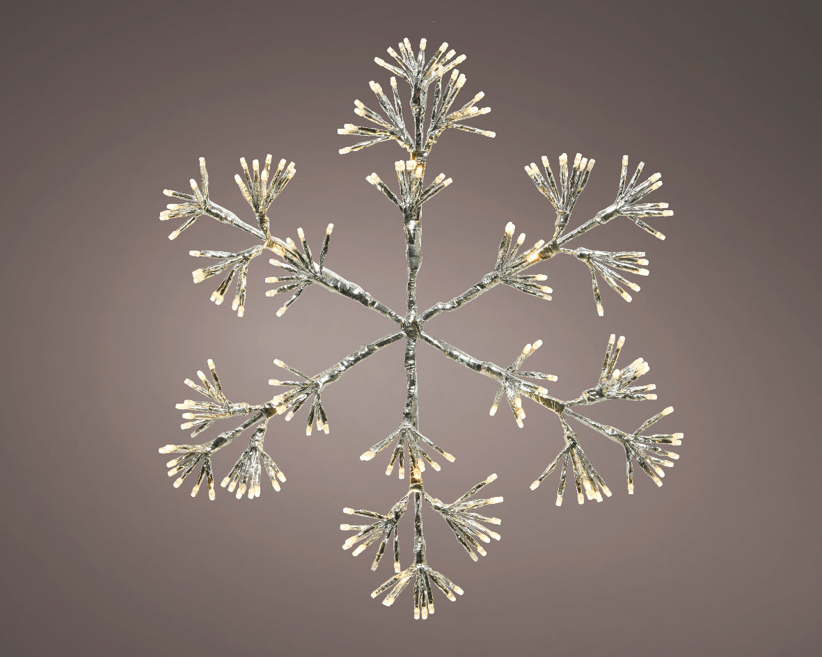 Fiocco Neve Argento Led Warm White 48 Cm