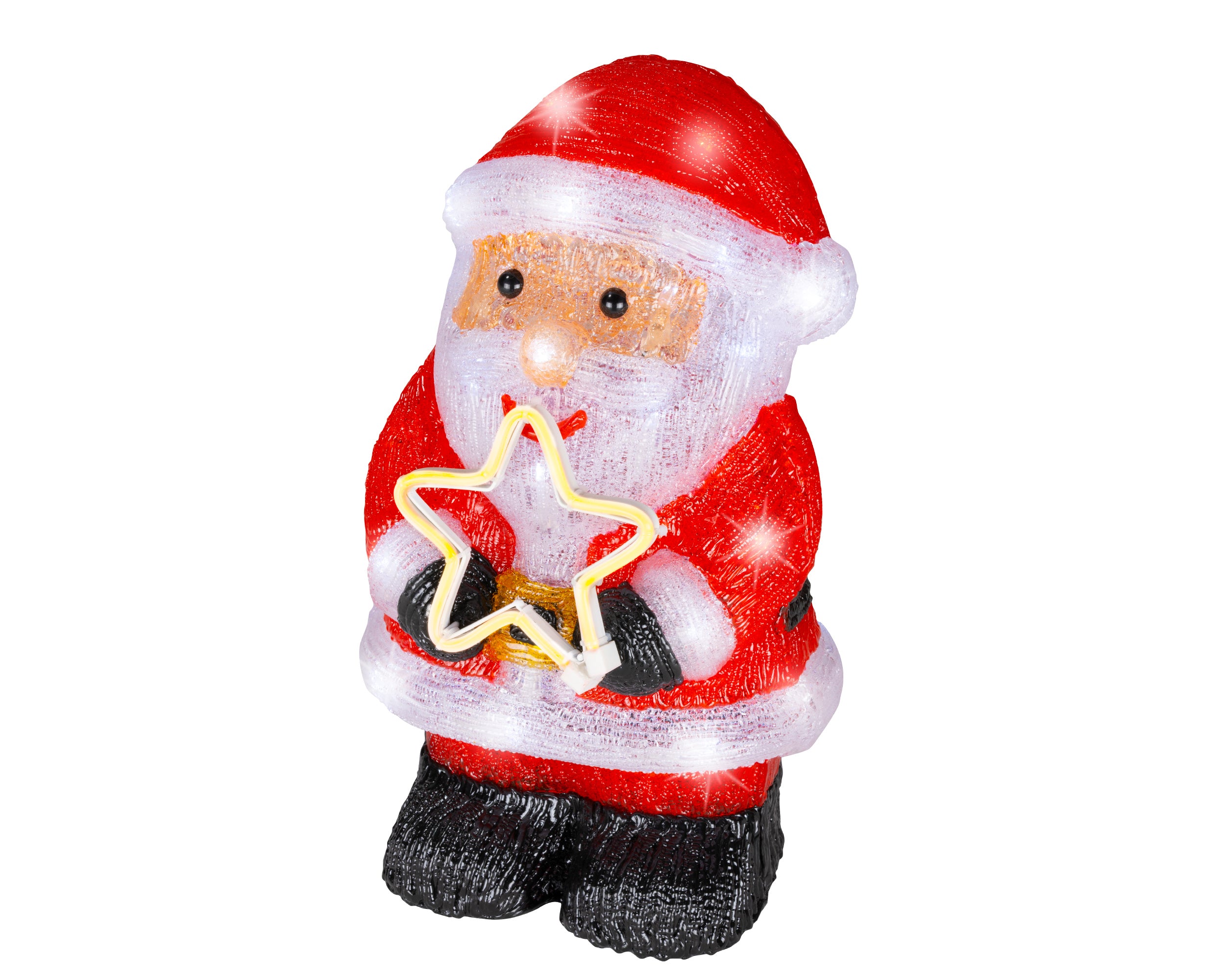 Babbo Natale Con Stella Luce Fredda 19x21x35 Cm