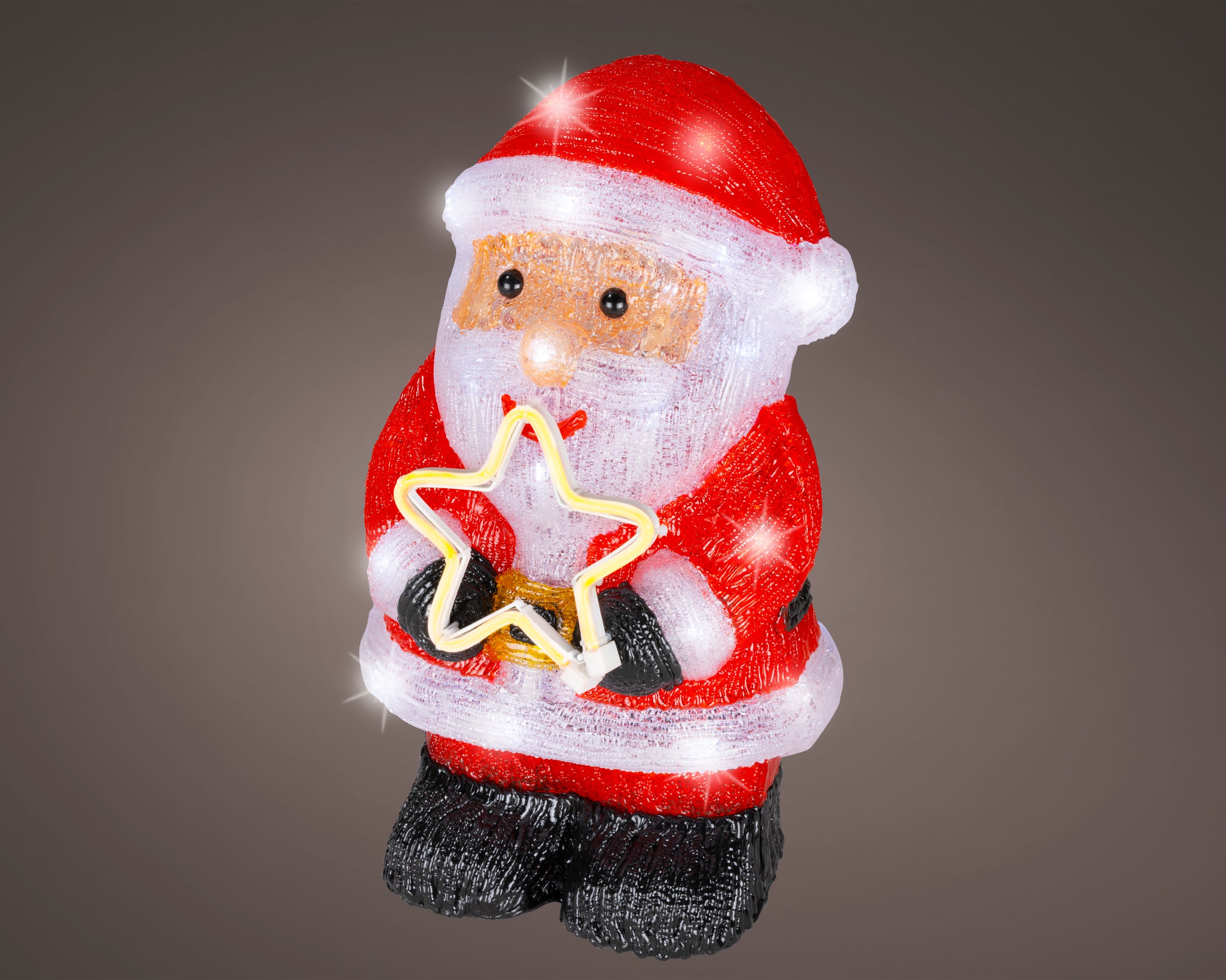 Babbo Natale Con Stella Luce Fredda 19x21x35 Cm