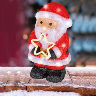 Babbo Natale Con Stella Luce Fredda 19x21x35 Cm