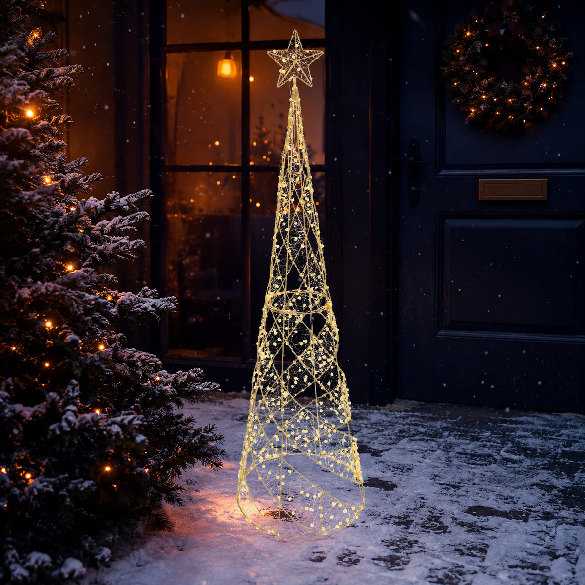 Albero Luminoso Oro Luci Classic Warm White D 50 X 168 Cm