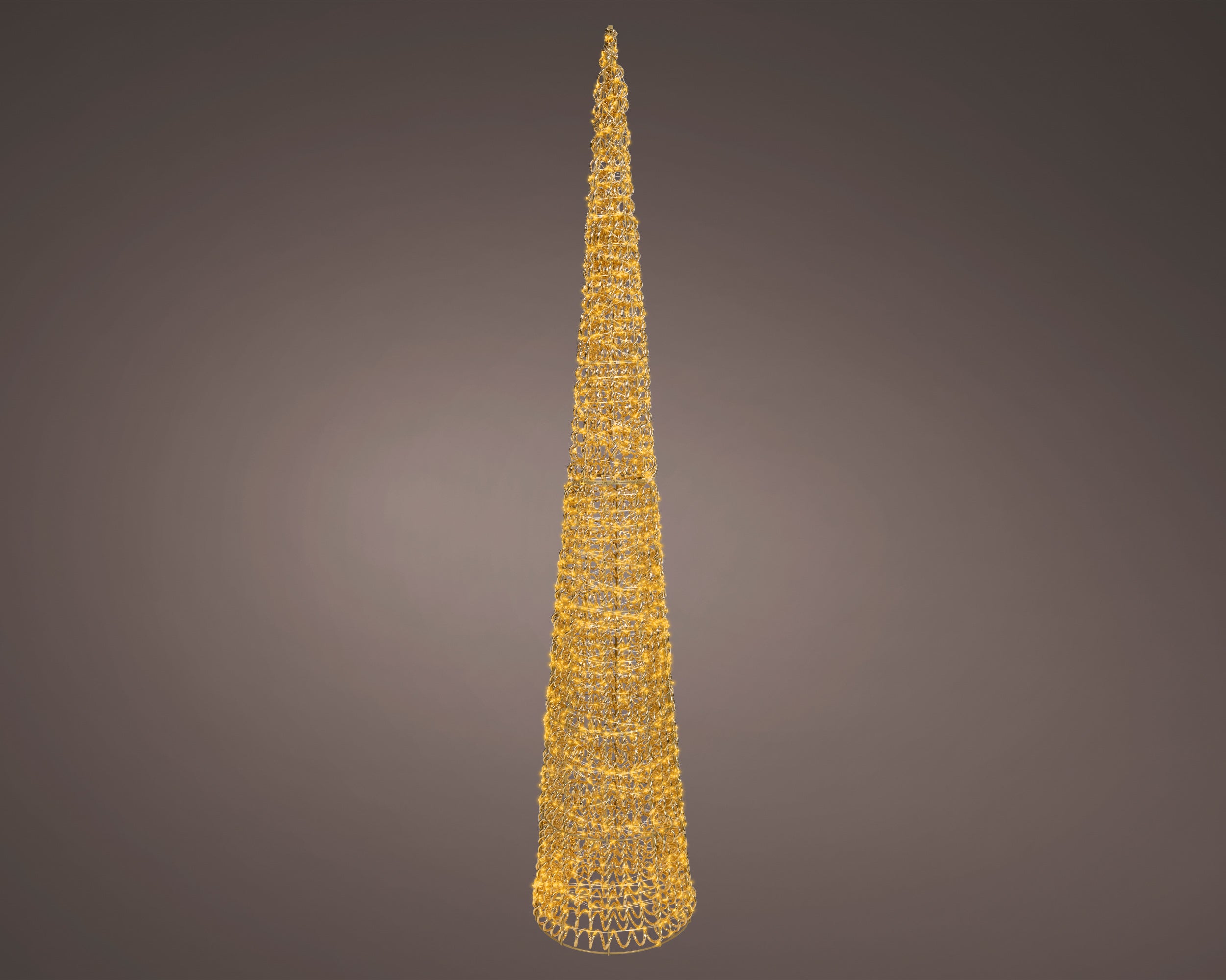 Cono Luminoso Filo Oro 1800 Micro Led Luce Calda D 34x180 Cm