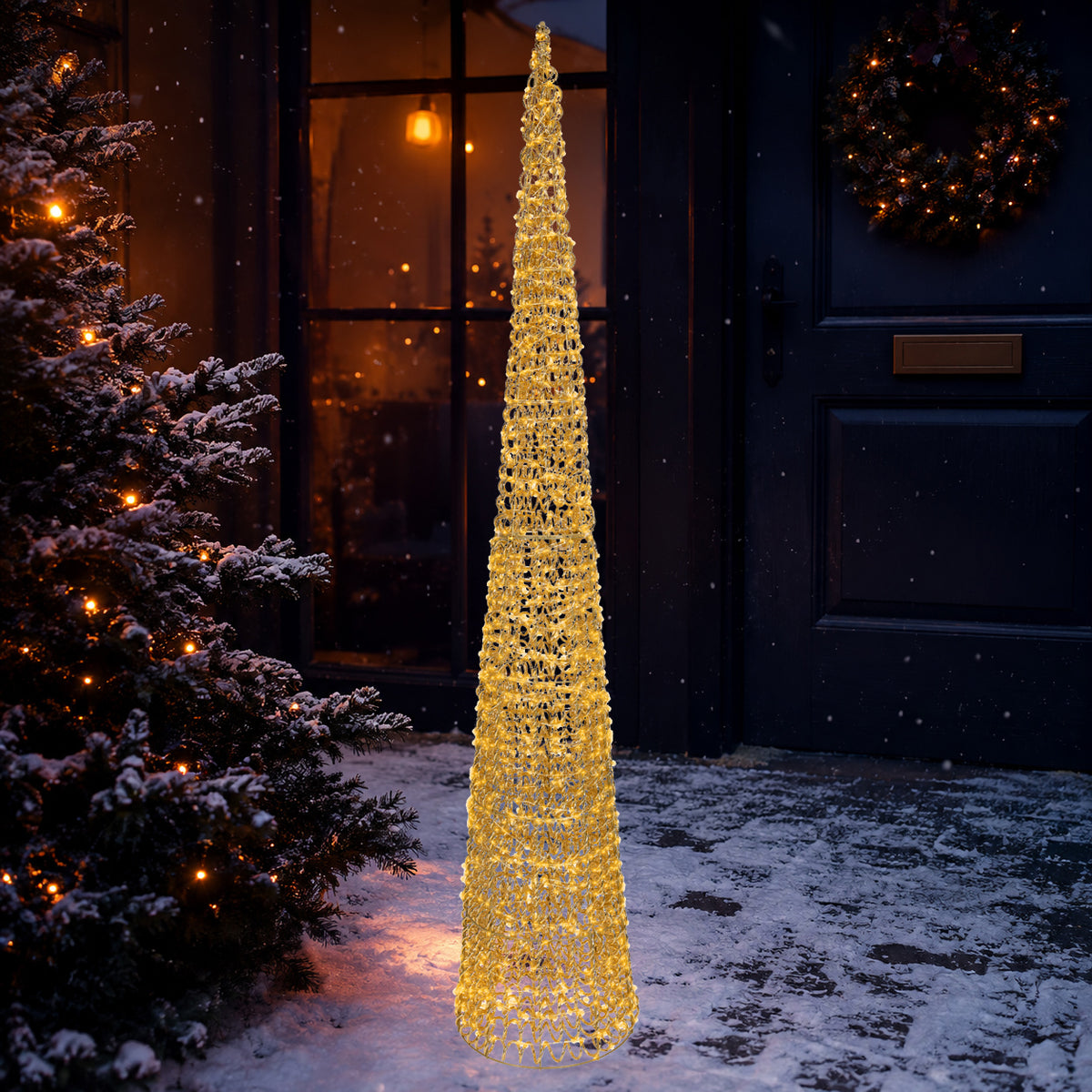 Cono Luminoso Filo Oro 1800 Micro Led Luce Calda D 34x180 Cm