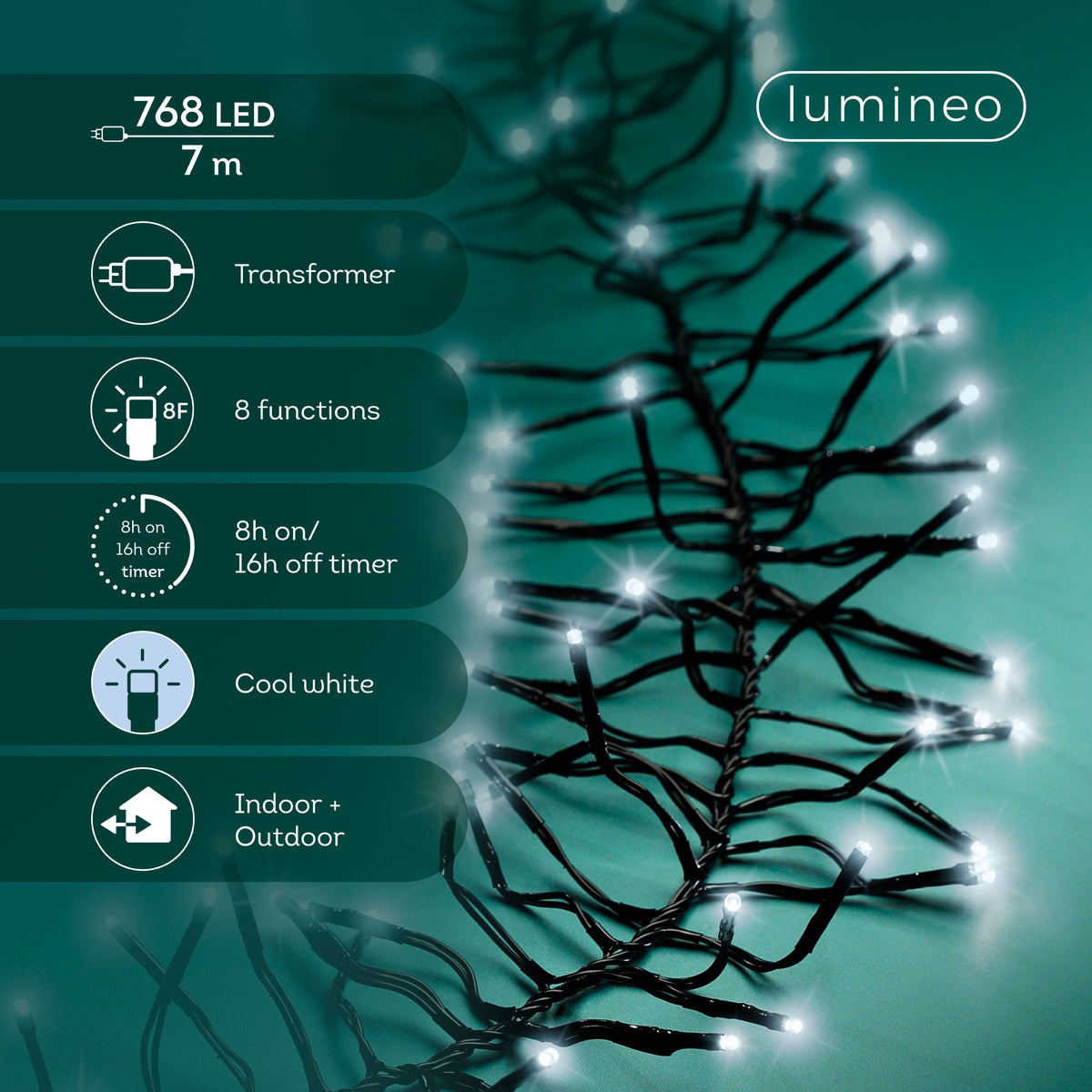Luci Natale Cluster 768 Led Freddo