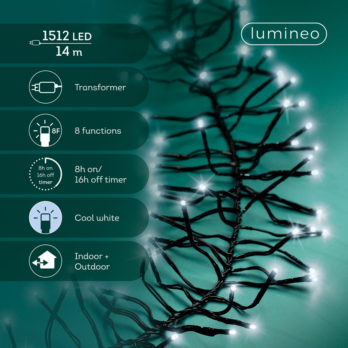 Luci Natale Cluster 1512 Led Freddo