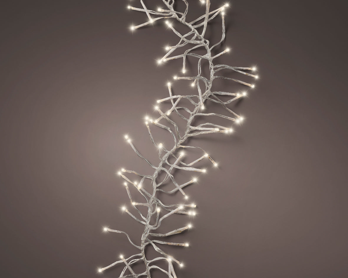Luci Natale Cluster 1512 Led Luce Calda Cavo Trasparente