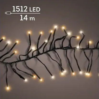 Luci Di Natale Cluster 1512 Led Classic Warm 13 M