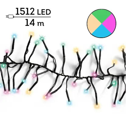 Luci Natale Cluster 1512 Led Soft Multicolor