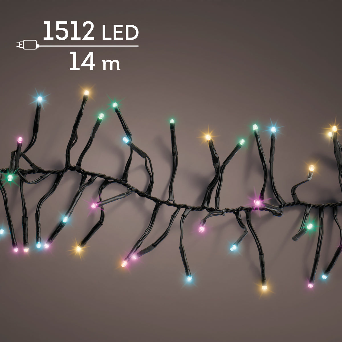 Luci Natale Cluster 1512 Led Soft Multicolor