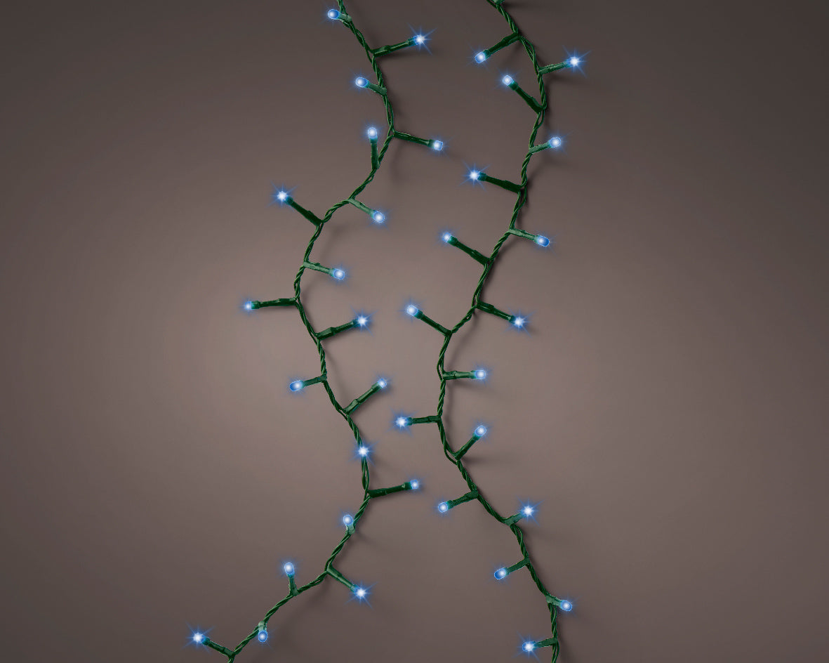 Luci Natale 750 Led Blu Cavo Verde 16 M