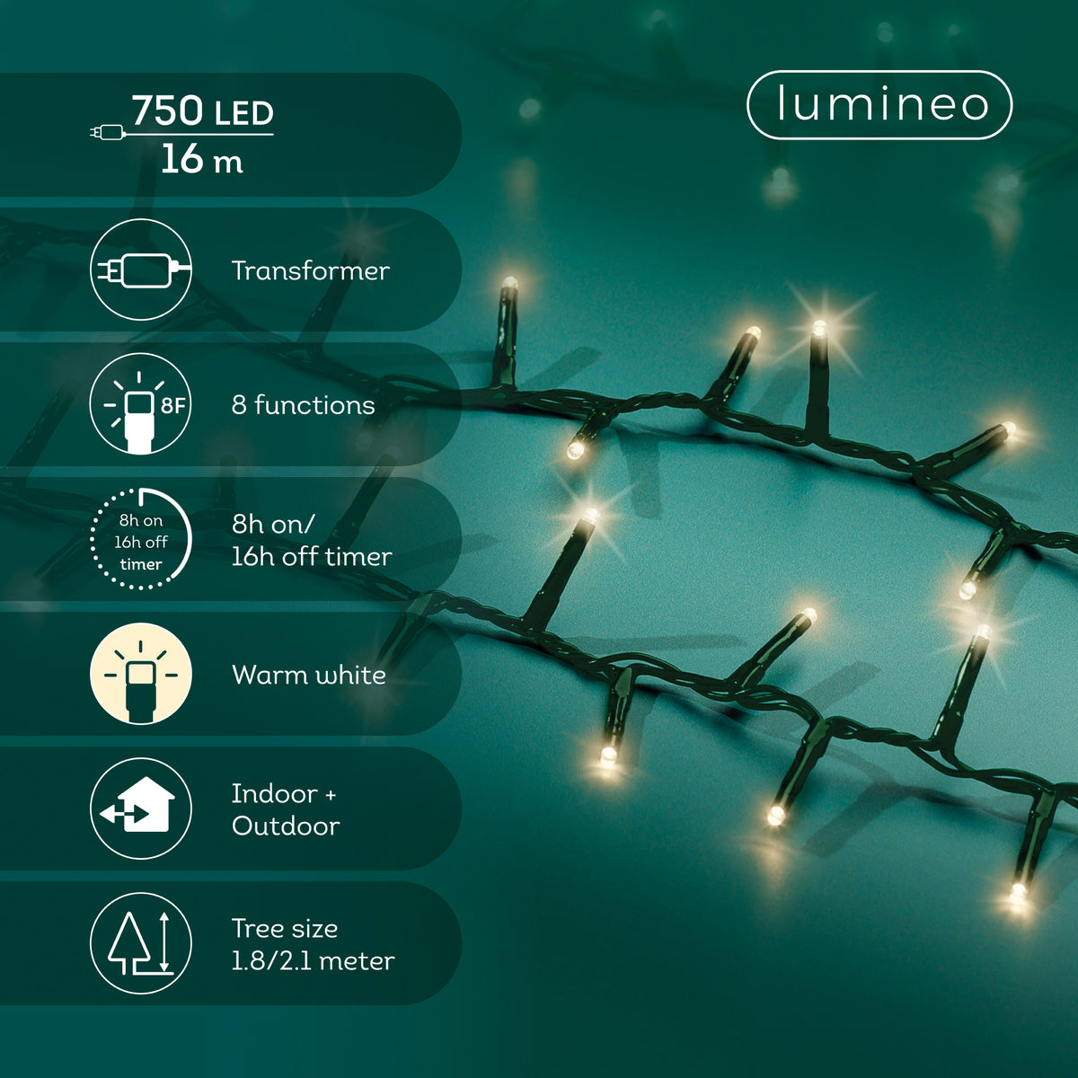 Luci Natale 750 Led Caldo Naturale
