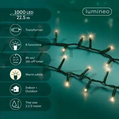 Luci Natale 1000 Led Caldo Naturale