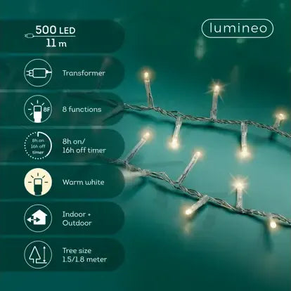 Luci Natale 500 Led Caldo Naturale Cavo Trasparente