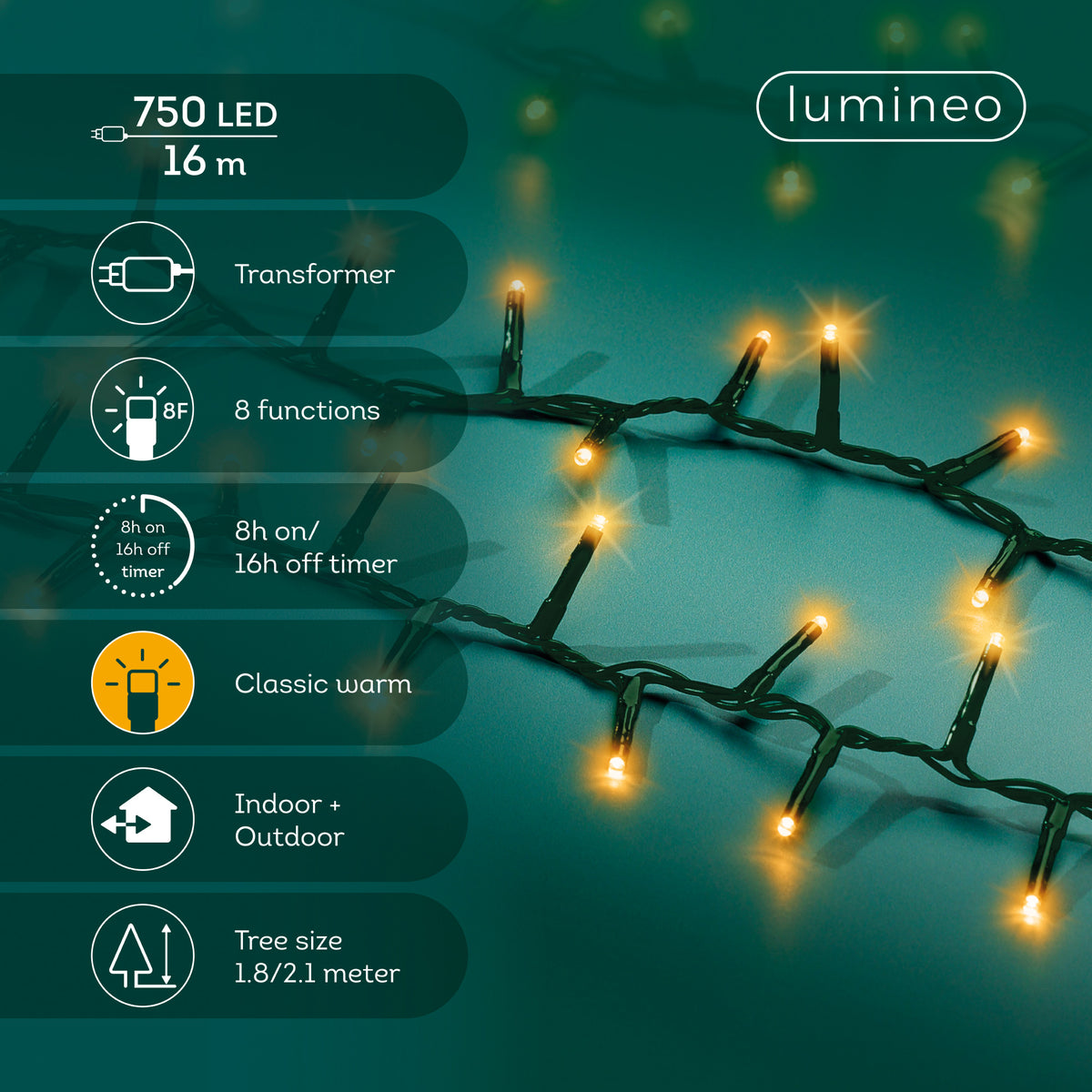Luci Natale 750 Led Caldo Classico
