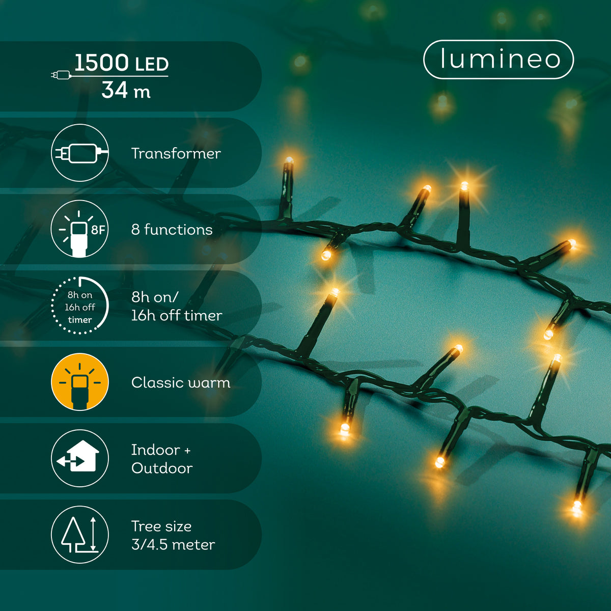 Luci Natale 1500 Led Caldo Classico