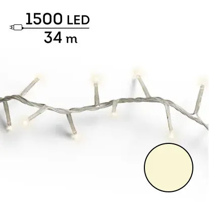 Luci Natale 1500 Led Caldo Naturale Cavo Trasparente