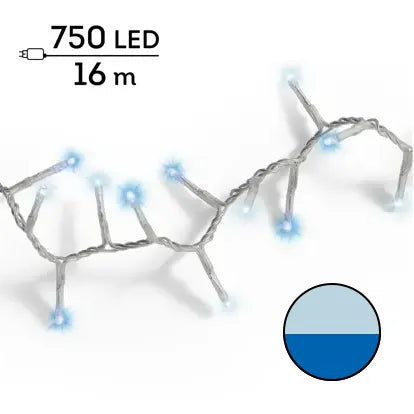 Luci Natale 750 Led Freddo Blu Cavo Trasparente