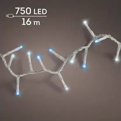 Luci Natale 750 Led Freddo Blu Cavo Trasparente
