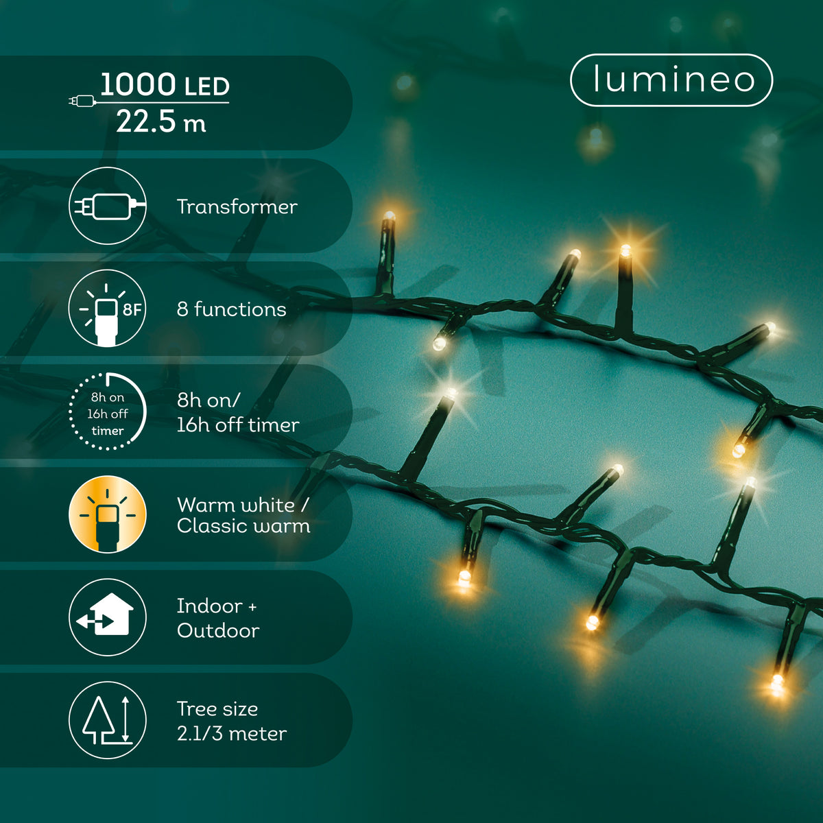 Luci Natale 1000 Led Caldo Naturale Caldo Classico