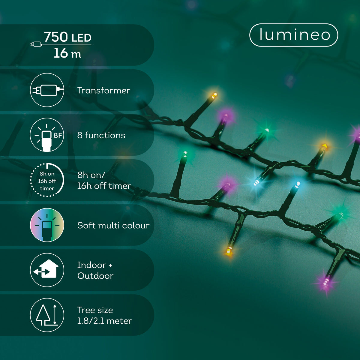 Luci Natale 750 Led Soft Multicolor