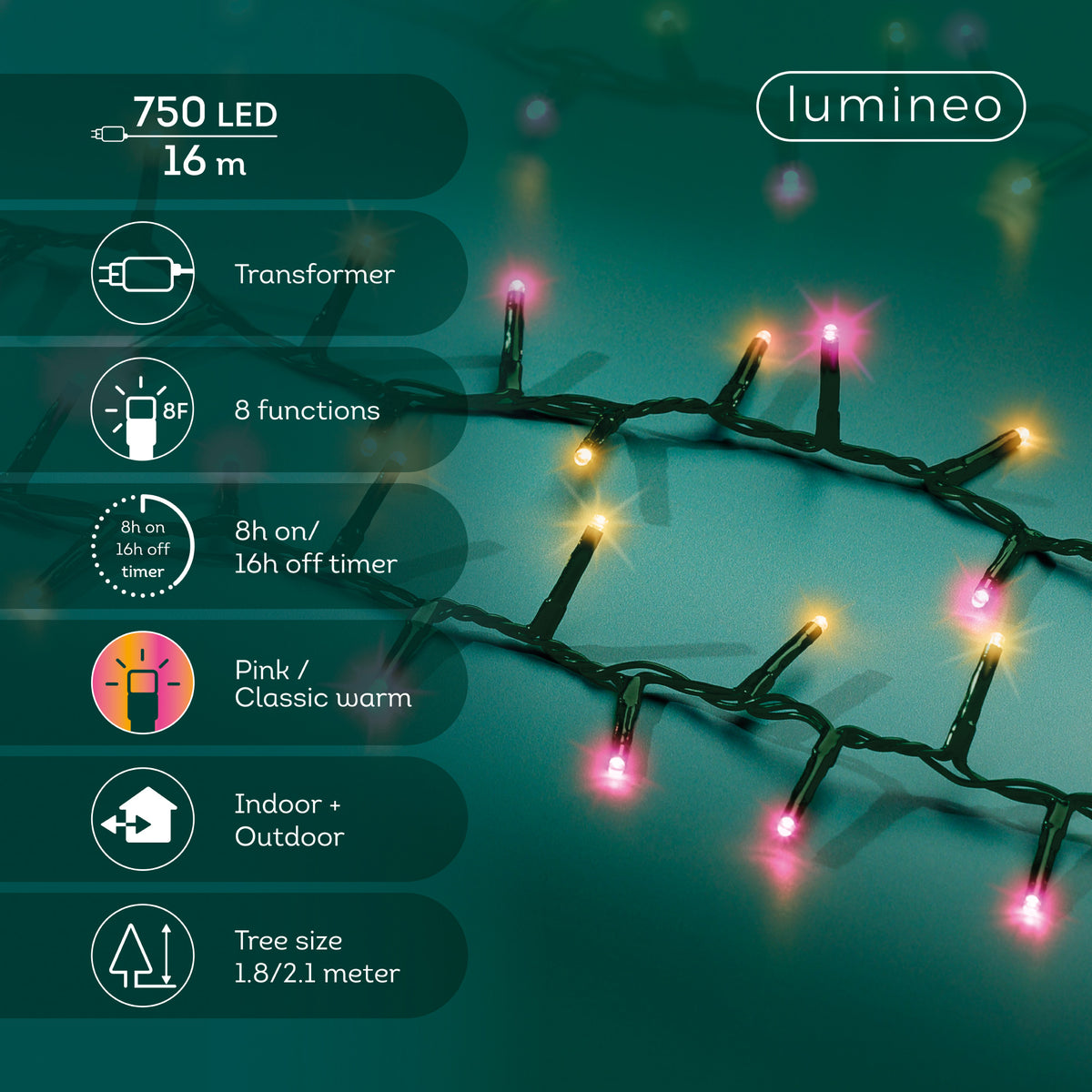 Luci Natale 750 Led Caldo Classico Rosa