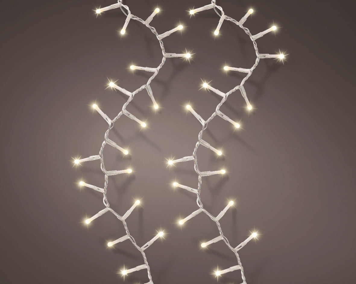 Luci Natale 750 Led Soft Warm White Cavo Trasparente 16 M