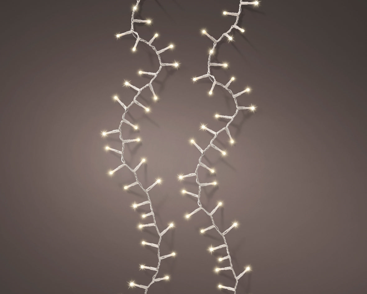 Luci Natale 1000 Led Soft Warm White Cavo Trasparente 22,5 M