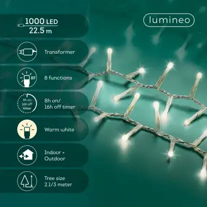 Luci Soft Glow 1000 Led Bulbo opaco Caldo Naturale Cavo Trasparente