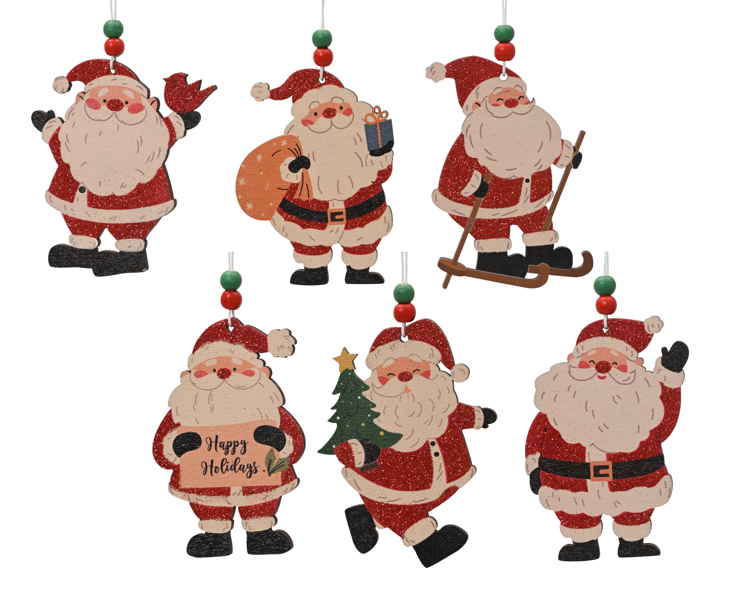 Pendente Legno Babbo Natale 8x13 Cm 1 Pz