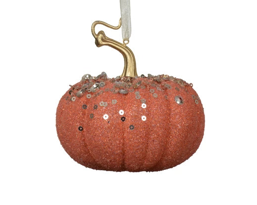 Pendente Zucca Arancione Decoro Perline 9 Cm