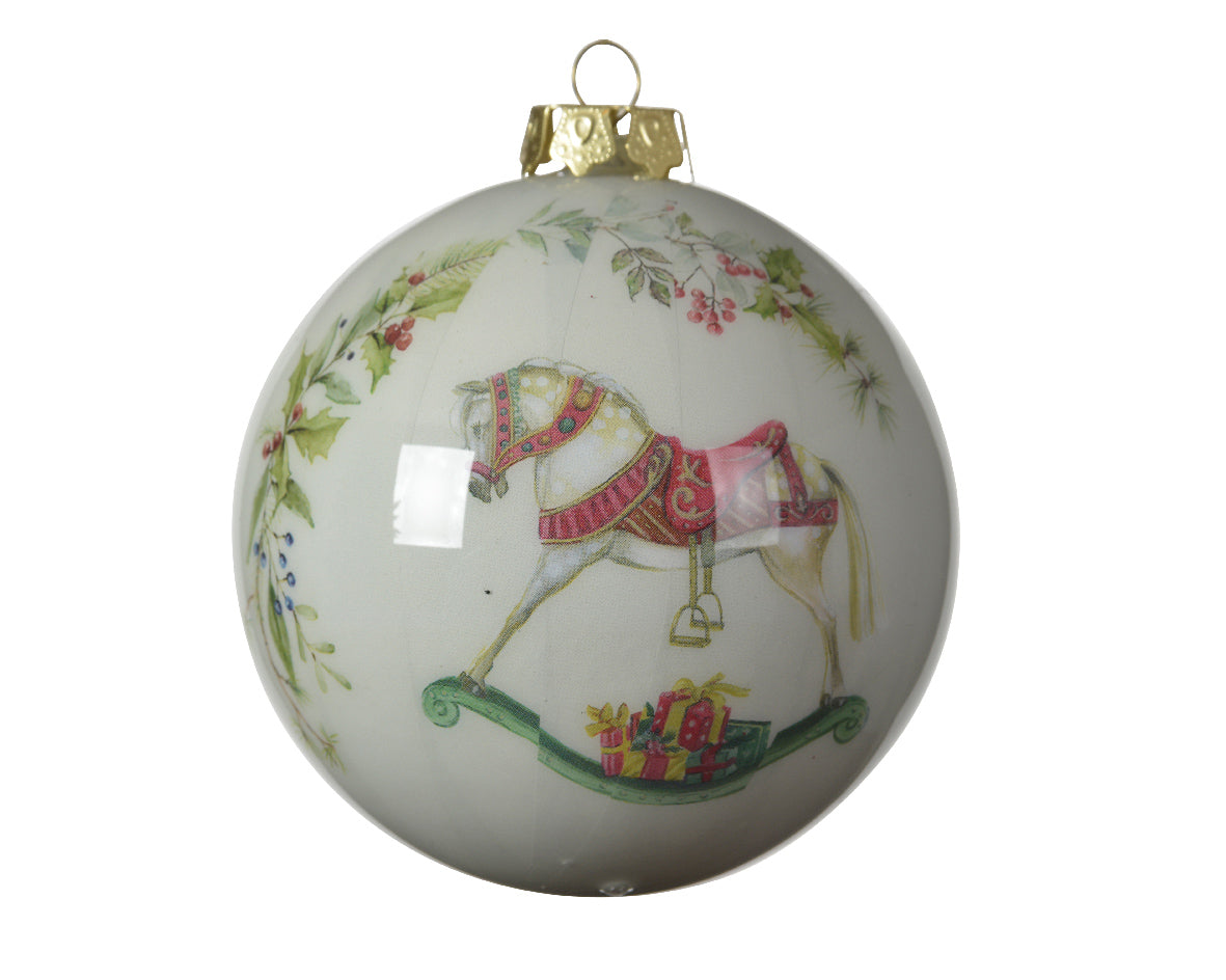 Palla Di Natale Cavallino A Dondolo 8 Cm