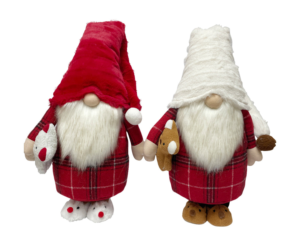 Gnomo Con Peluche Rosso 30x17x92 Cm