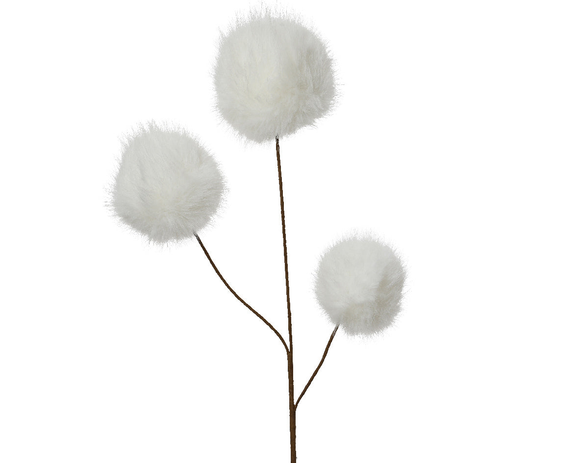Ramo 3 Bulbi Pelliccia Bianca 12x70 Cm