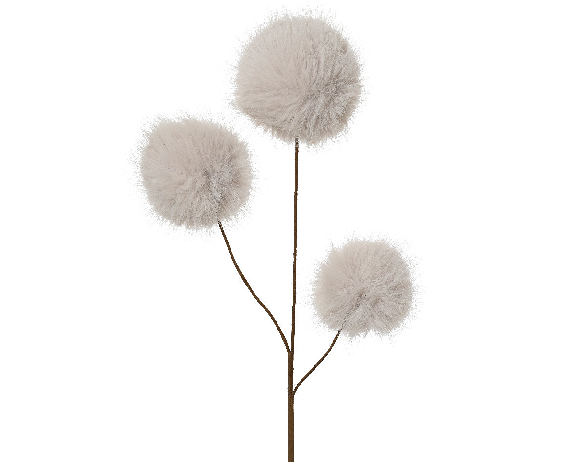 Ramo 3 Bulbi Pelliccia Crema 12x70 Cm