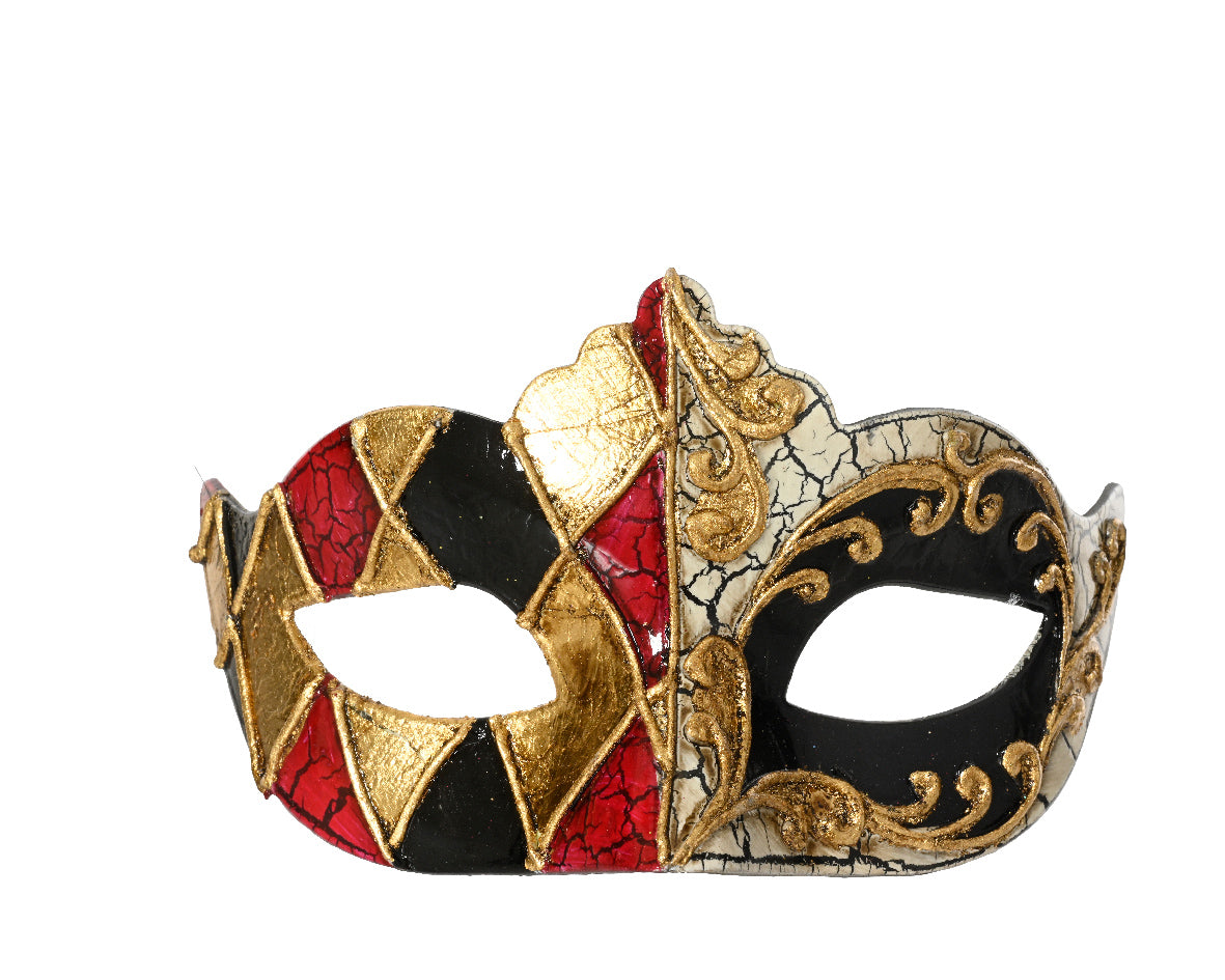 Maschera Carnevale Rossa Oro 16x10x9 Cm