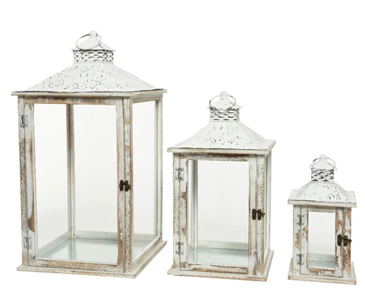 Lanterna Bianca Vintage 16x16x30 Cm
