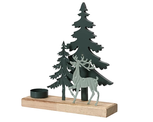 Portacandela Decoro Renna E Alberi 6x21,5x24 Cm