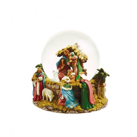 Carillon Sfera Glitter Presepe Con Pecora