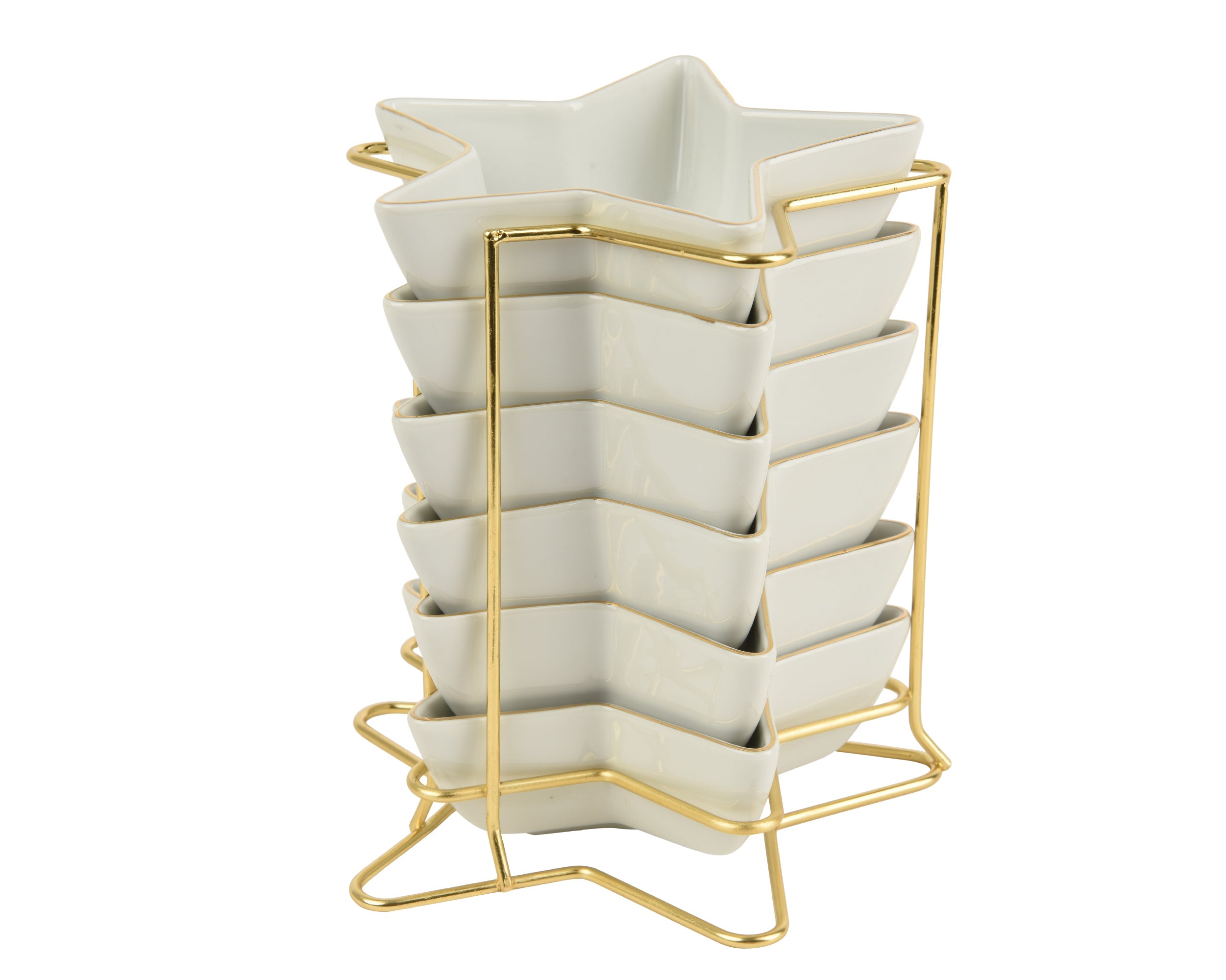 Set 6 Stelle Portata Bianche Oro