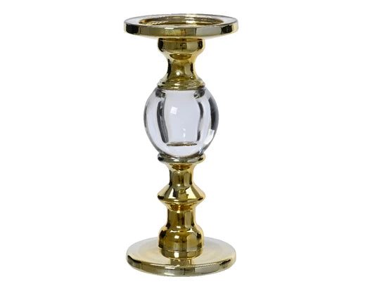 Candelabro Vetro Decoro Oro 11,2x11,2x24,5 Cm