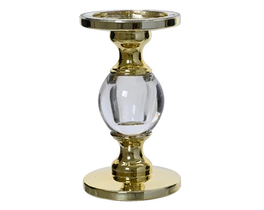 Candelabro Vetro Decoro Oro 11,2x11,2x19,7 Cm